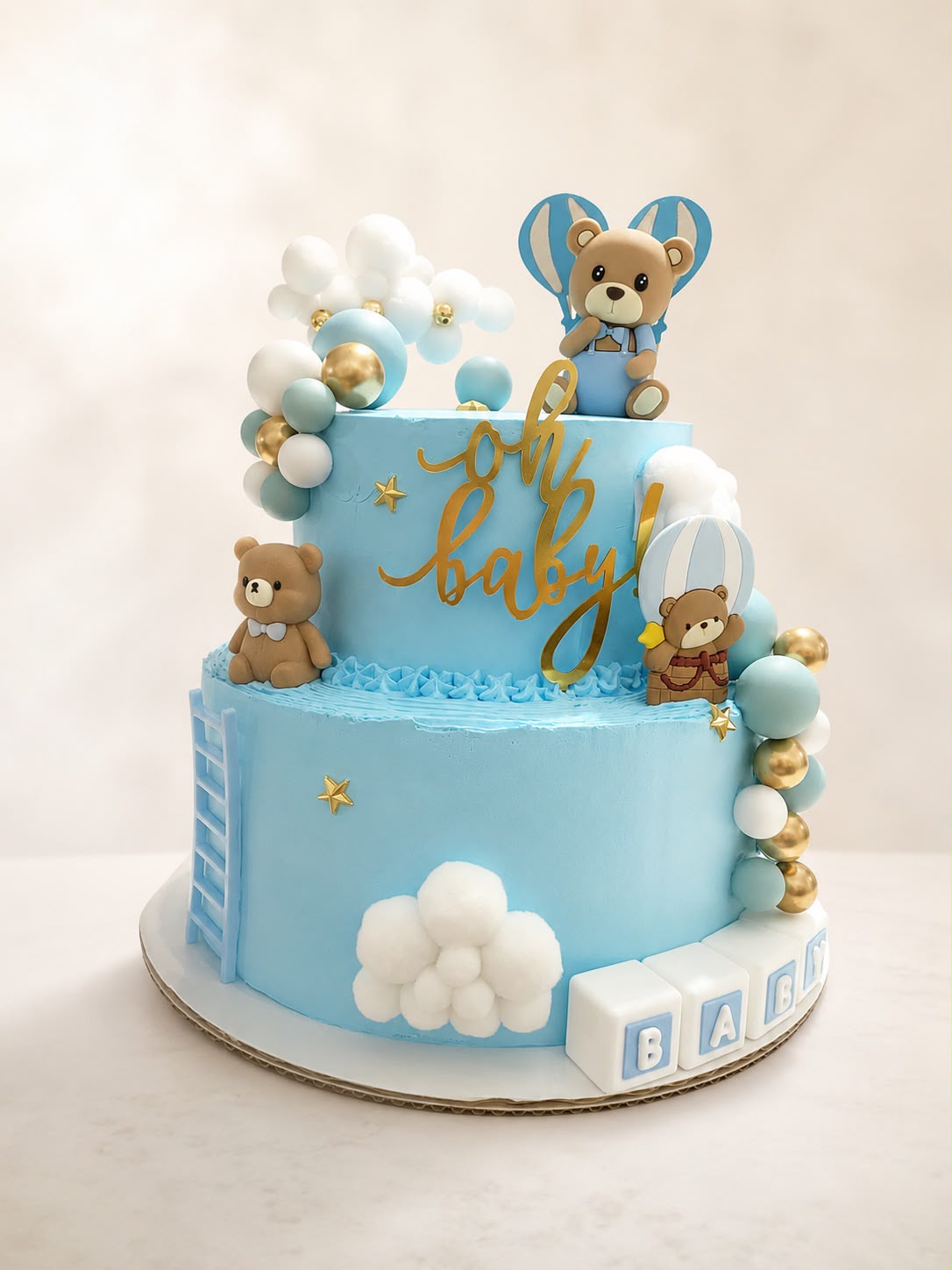 Oh Baby Teddy Bear Baby Shower Cake