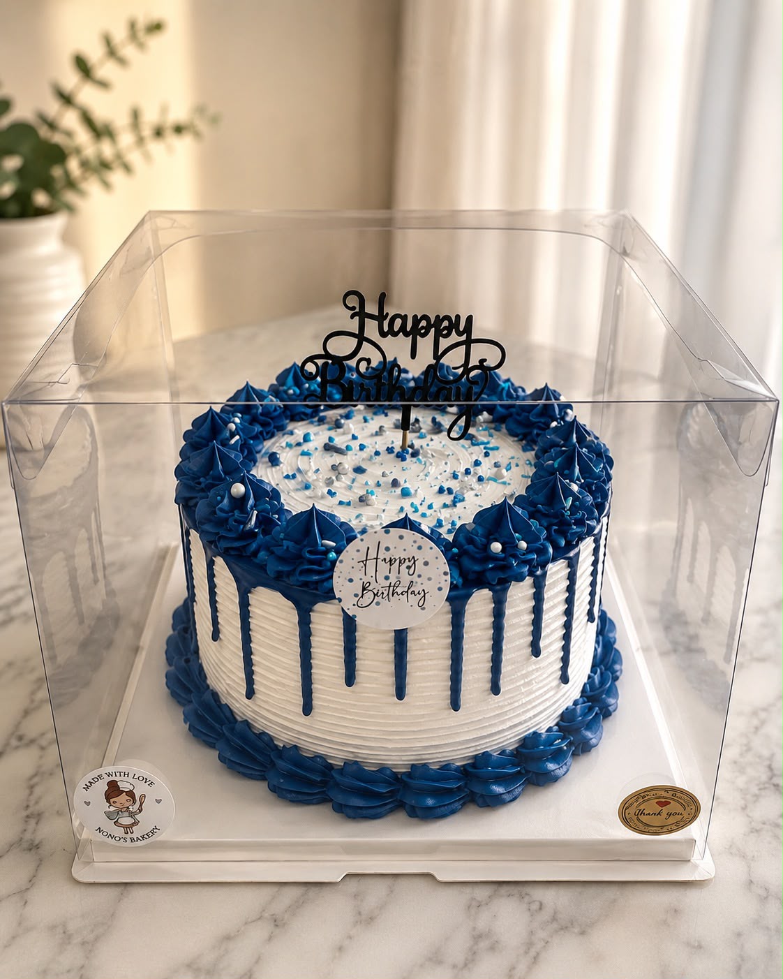 Blue Drip Birthday Cake