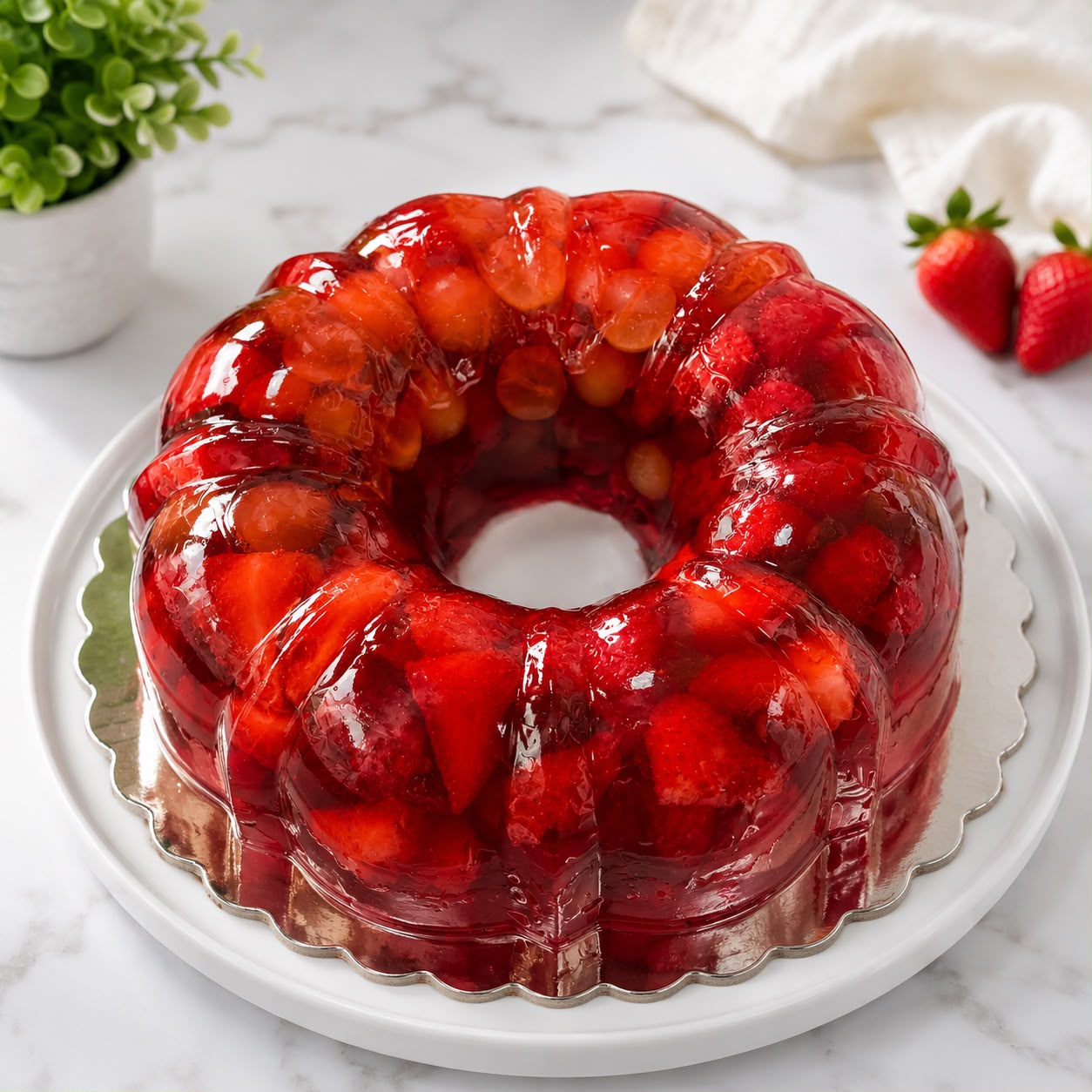 Strawberry Grape Bundt Gelatin Cake